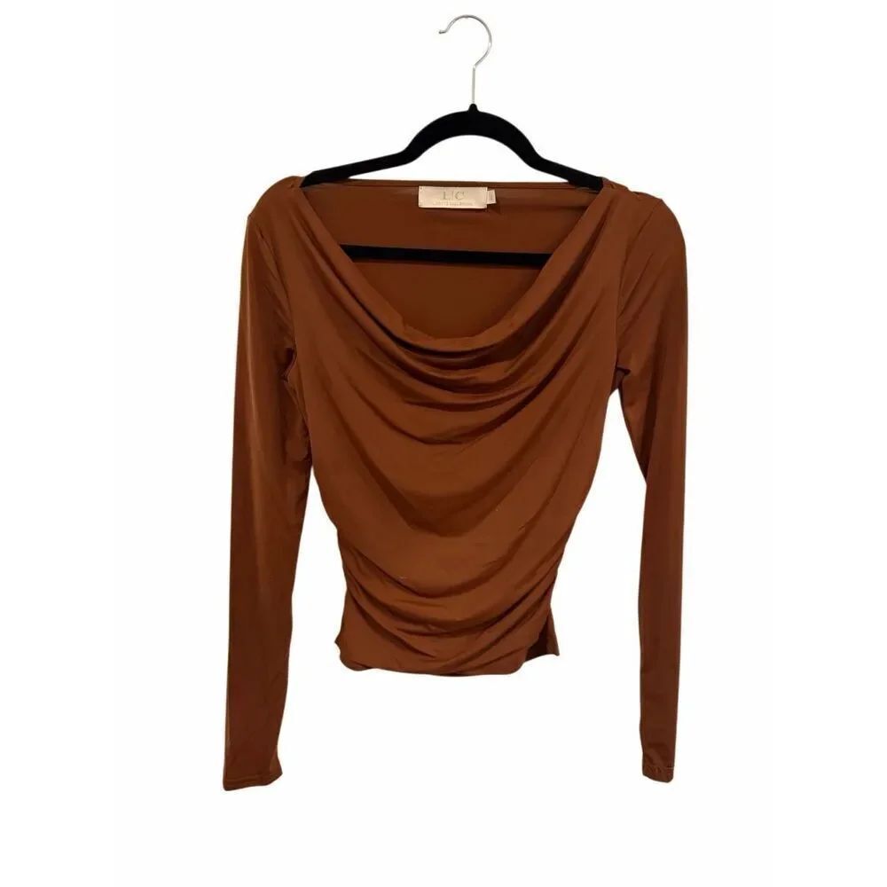 Lizette Collection brown cowl neck blouse- size M